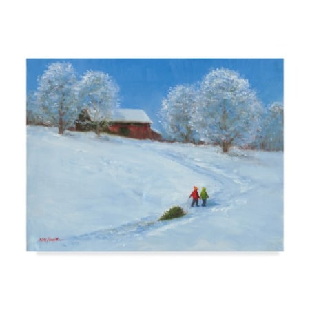 Mary Miller Veazie 'Barn And Children With Sled' Canvas Art,35x47